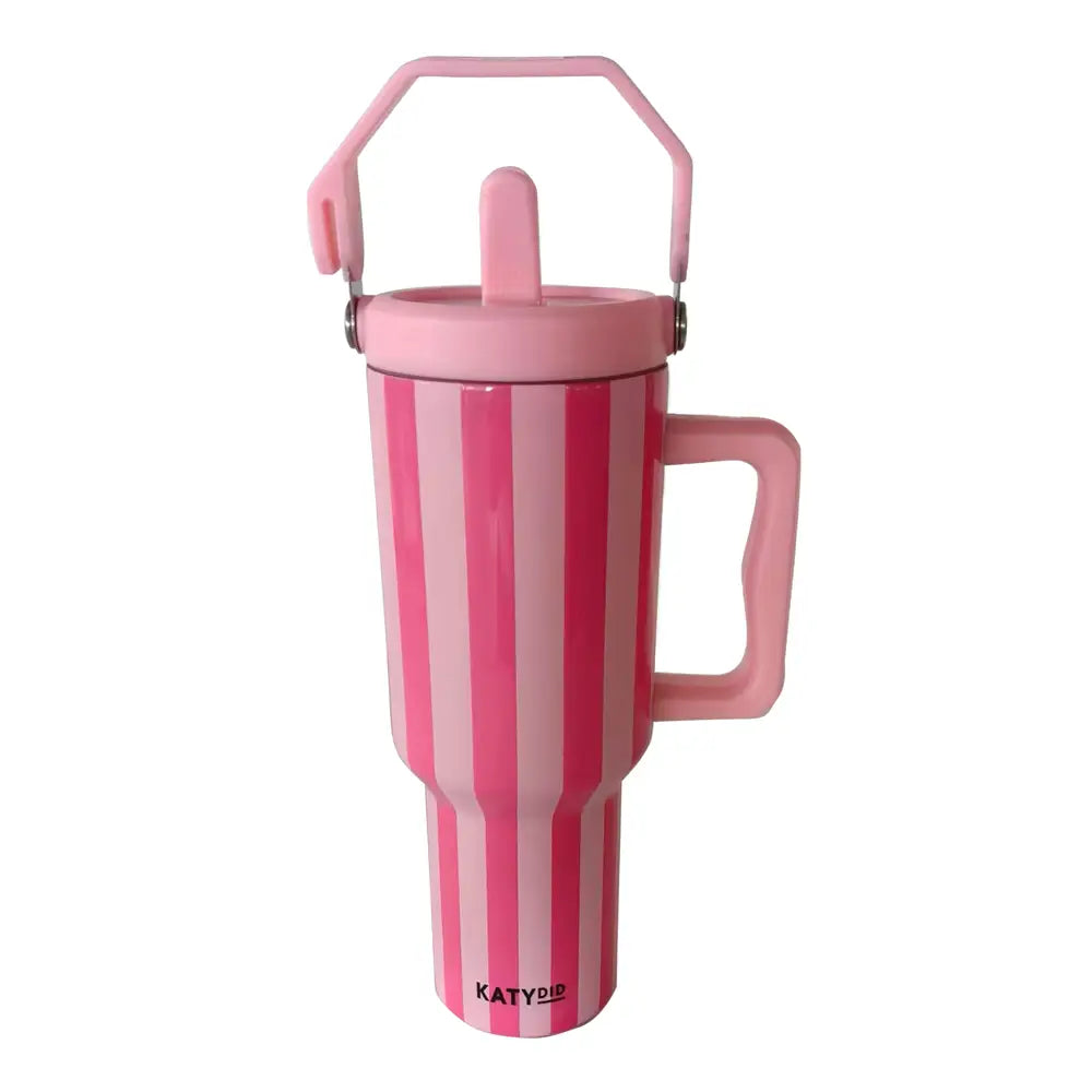 Hot Pink Cabana Stripe 38 Oz. Flip Straw Tumbler  Daisy Village