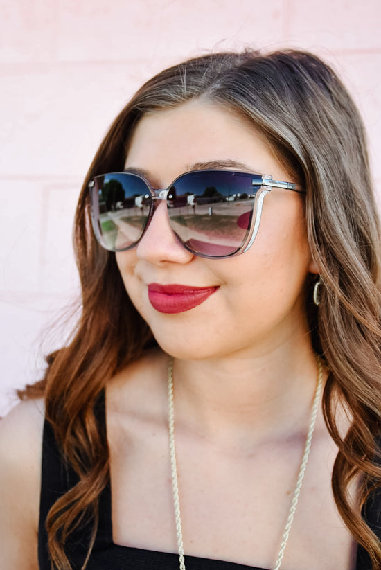 Square Glitter Detail Sunglasses