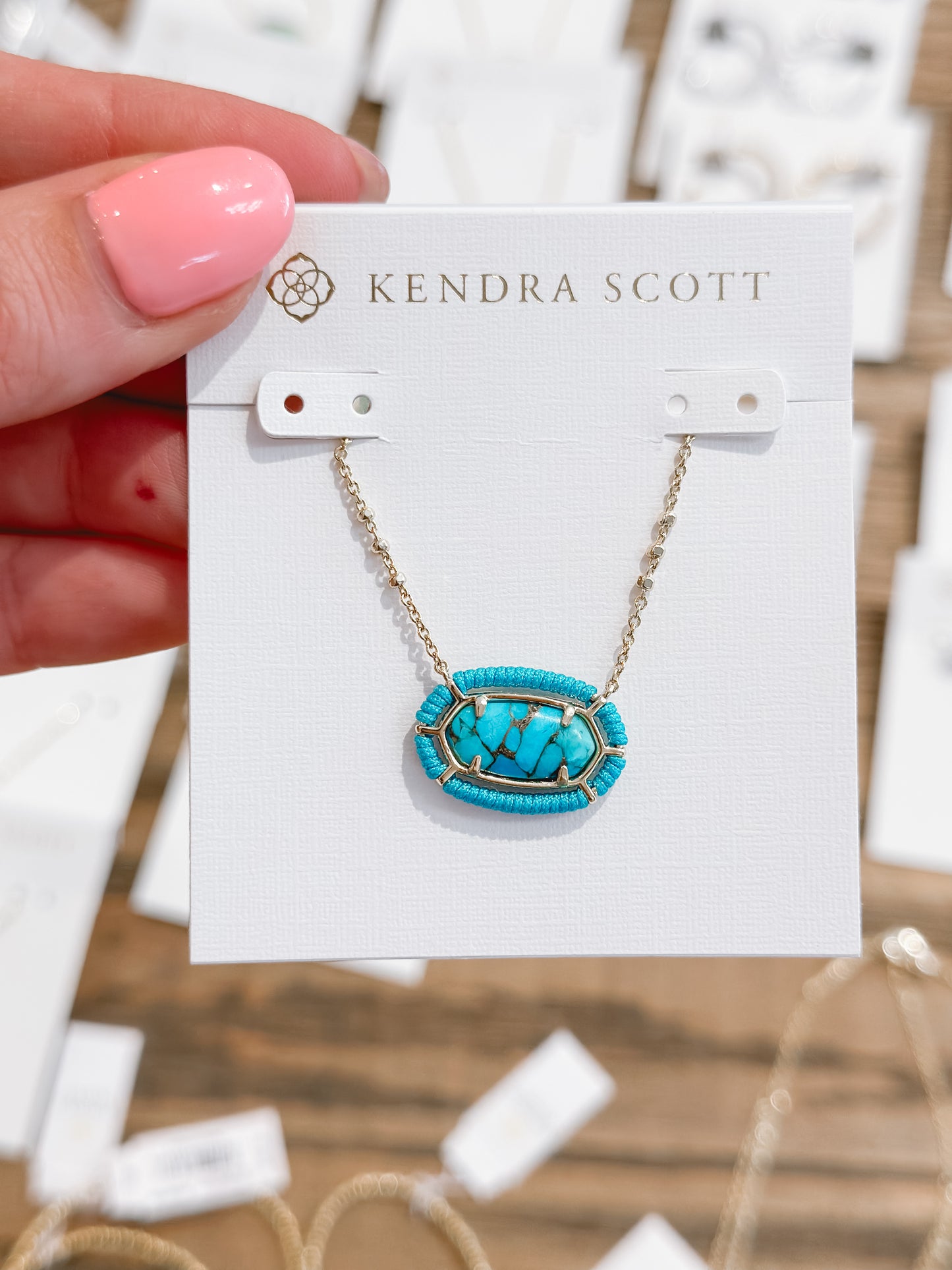 Threaded Elisa Pendant Necklace in Veined Turquoise Magnesite