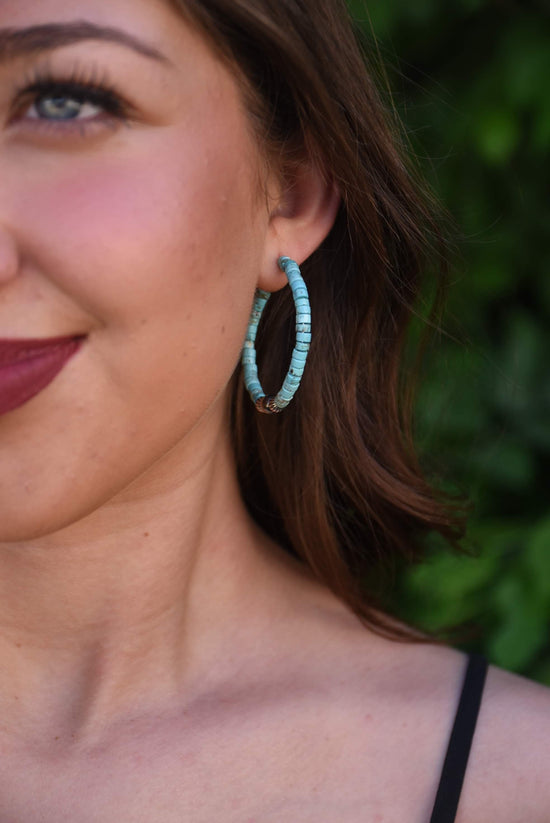 Dolly Turquoise Howlite & Navajo Pearl Sterling Silver Hoop Earrings