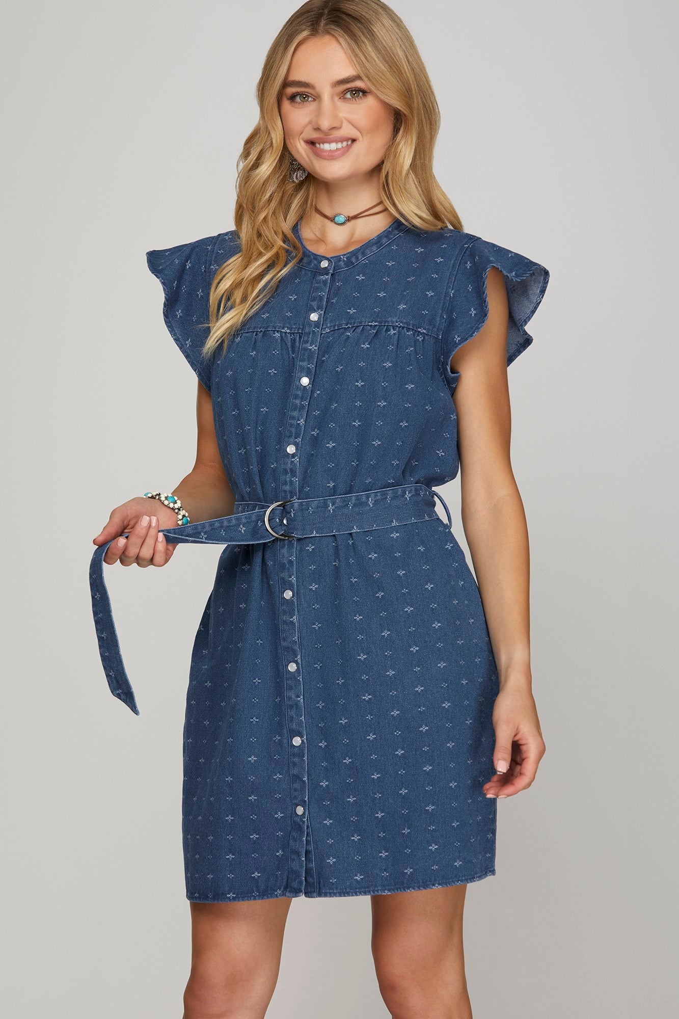 South Coast Textured Denim Dress M
