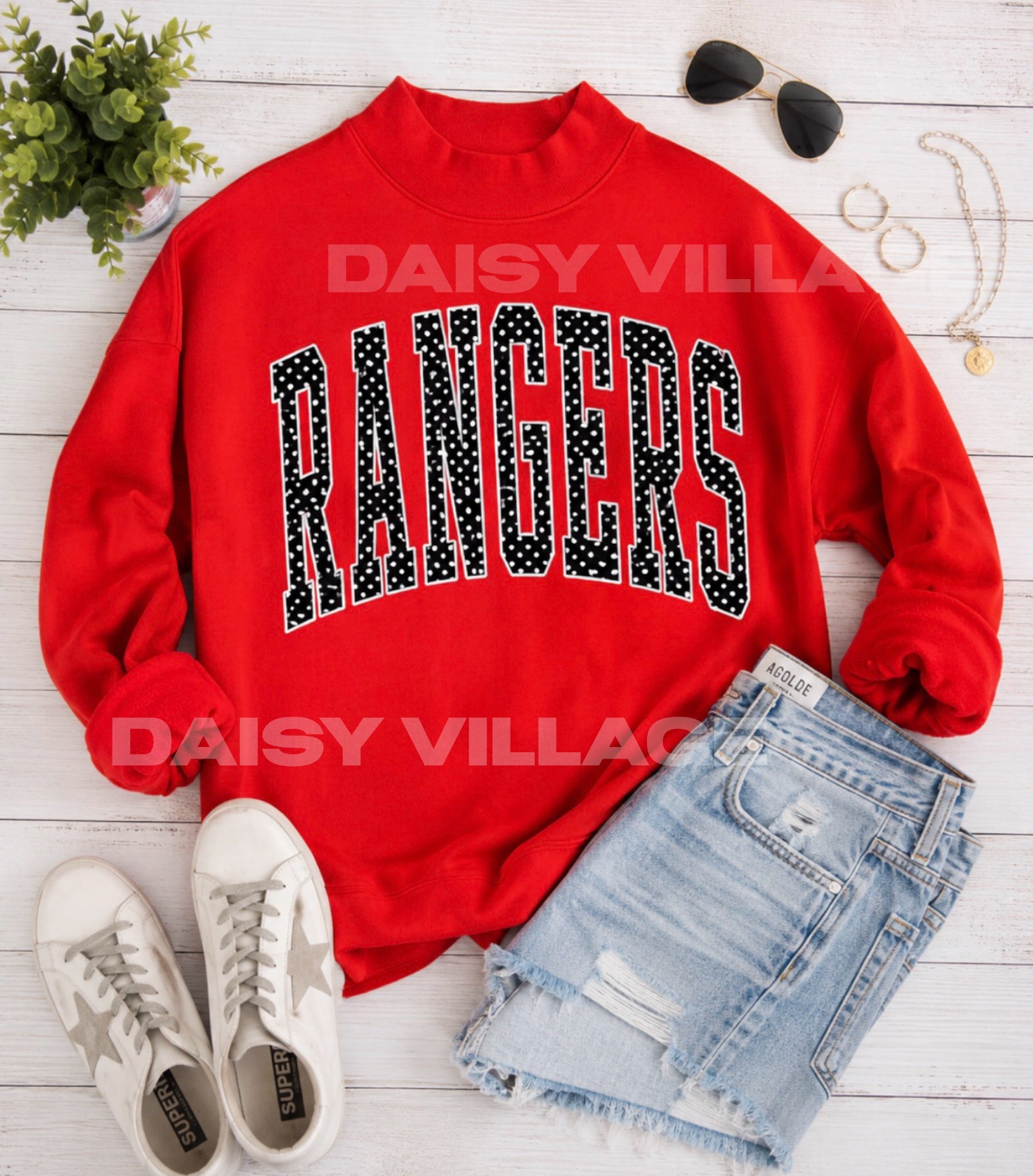 Rangers Polka Dot Black Mock Neck Sweatshirt – Daisy Village