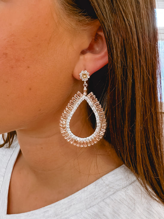 Champagne Crystal Teardrop Statment Earring