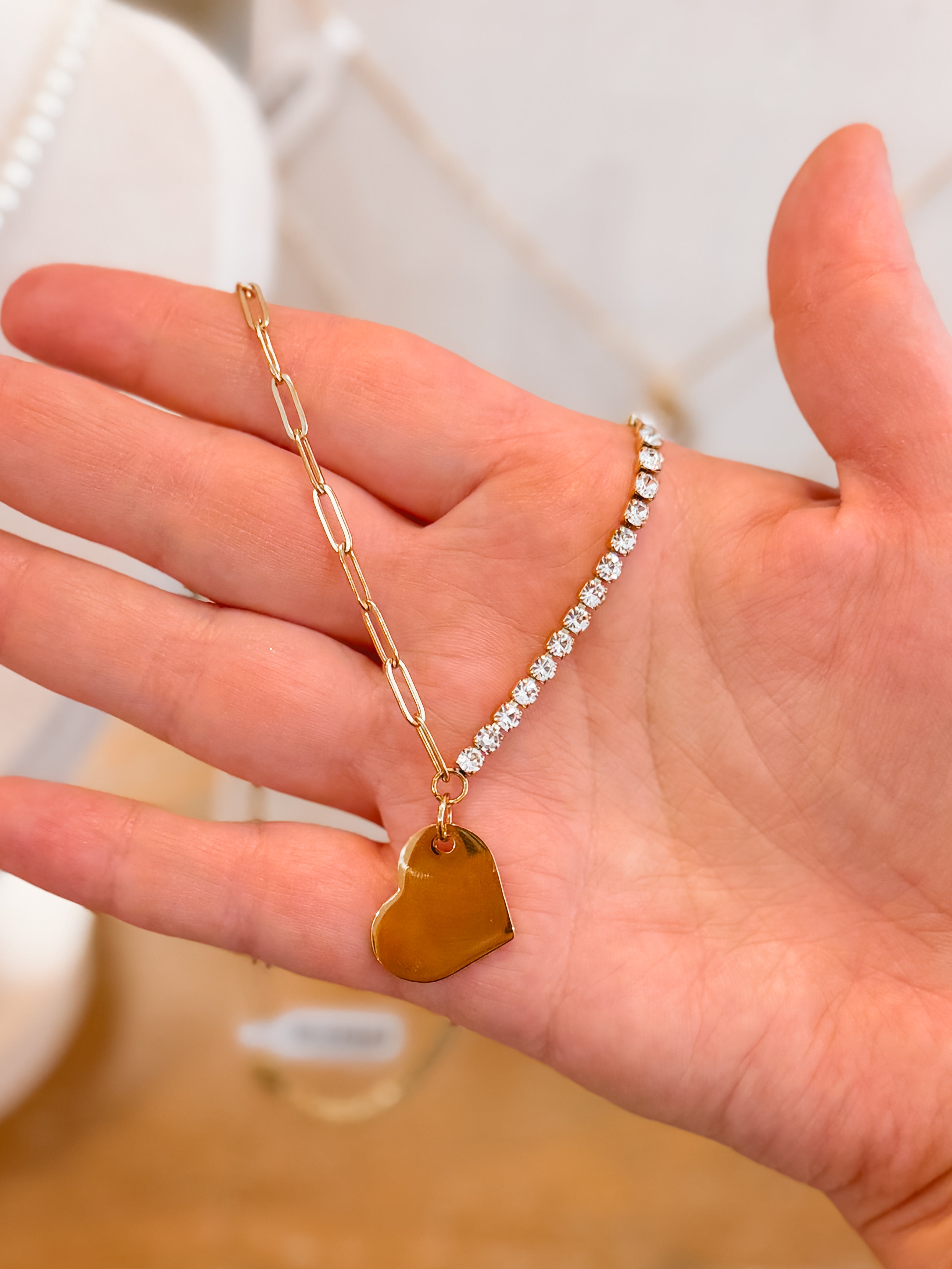 Paperclip Tennis Chain Split Necklace – Daisy Village
