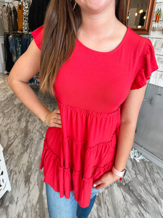 Thriving Layered Tunic Red Top