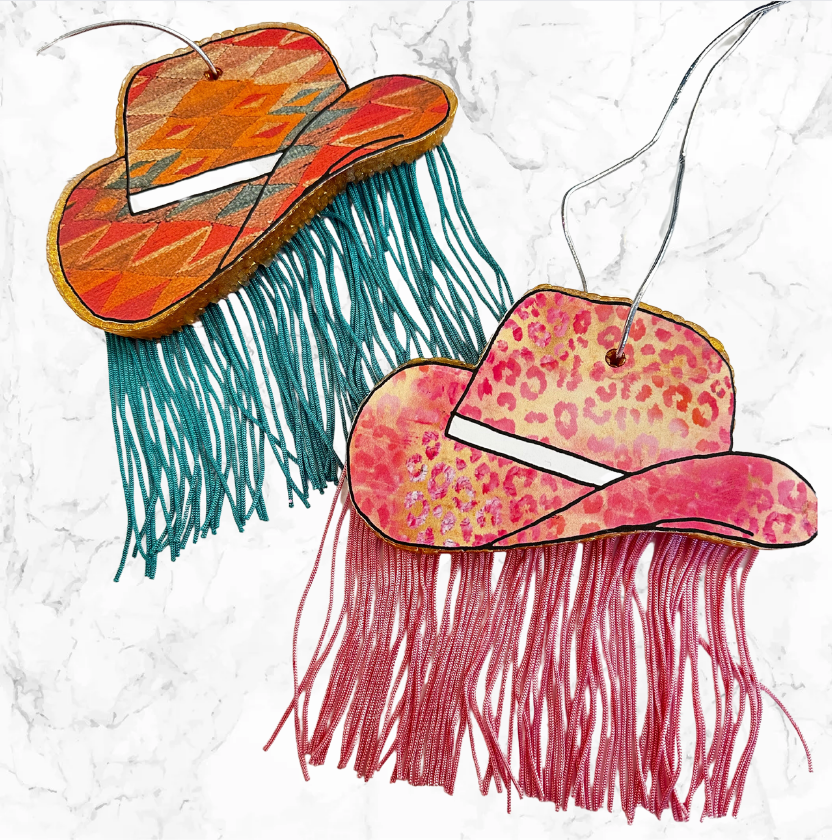 COWGIRL HAT WITH FRINGE CAR SCENT