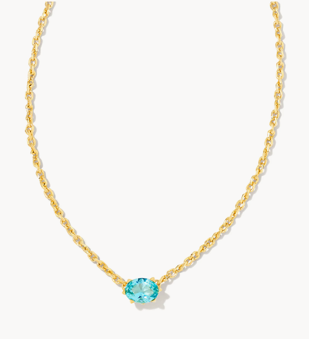 Cailin Pendant Necklace in Aqua Crystal | March