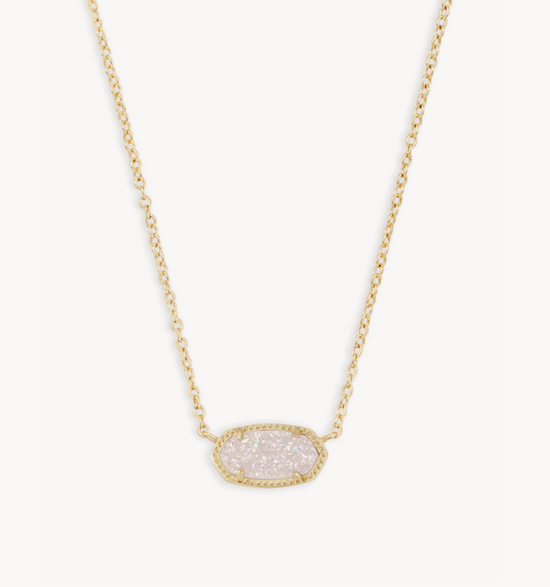 Elisa Pendant Necklace in Gold Iridescent Drusy