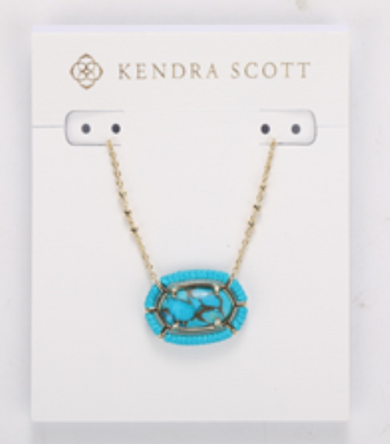 Threaded Elisa Pendant Necklace in Veined Turquoise Magnesite