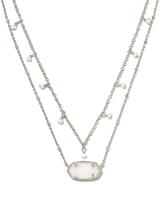 Elisa Pearl Multi-Strand Necklace in Silver Iridescent Drusy