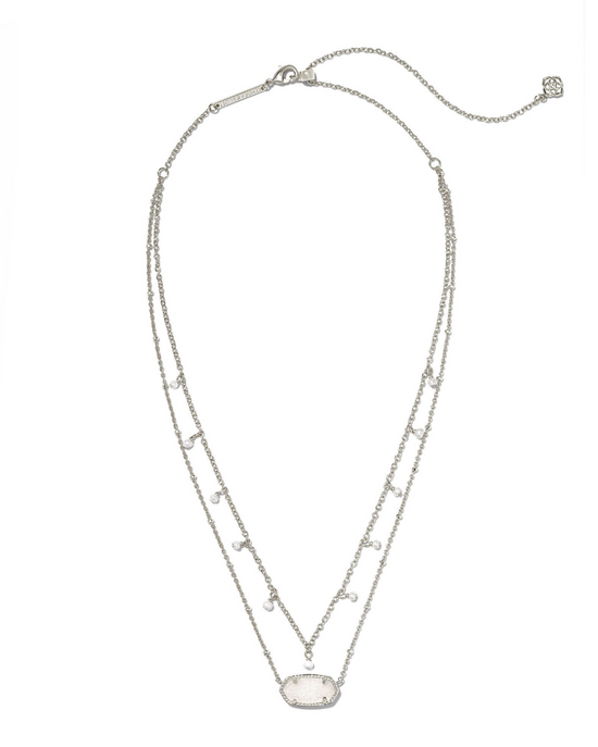 Elisa Pearl Multi-Strand Necklace in Silver Iridescent Drusy