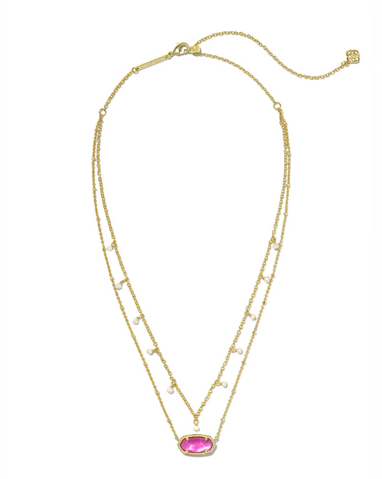Elisa Pearl Multi-Strand Necklace in Gold Azalea Illusion