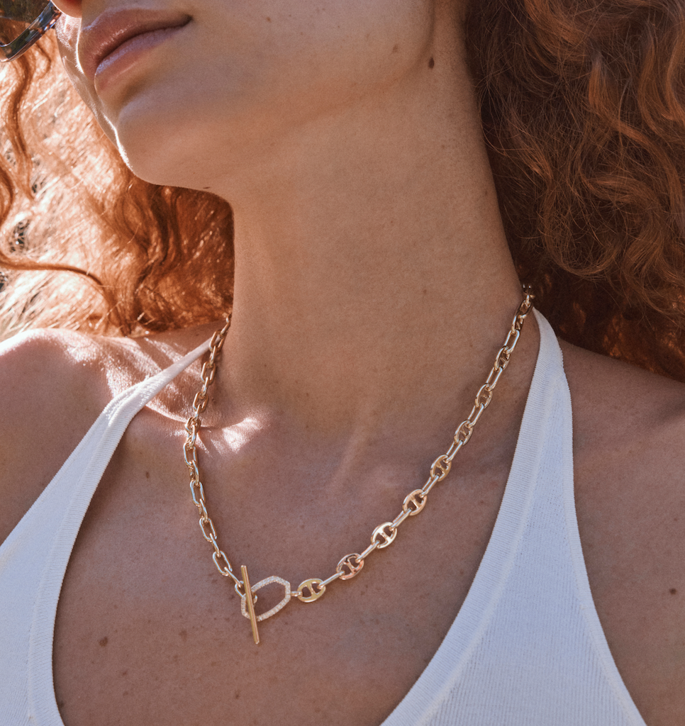 Elisa Toggle Gold Link and Chain Necklace – Daisy Village