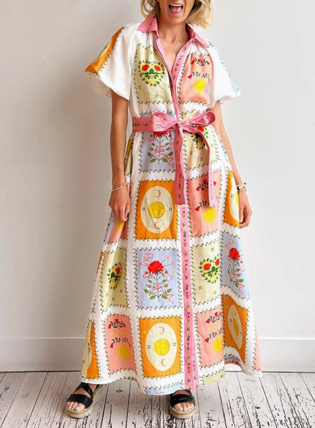 Vacation Dream Patchwork Belted Maxi Dress – Daisy Village Vacation Dream Patchwork Belted Maxi Dress – Daisy Village