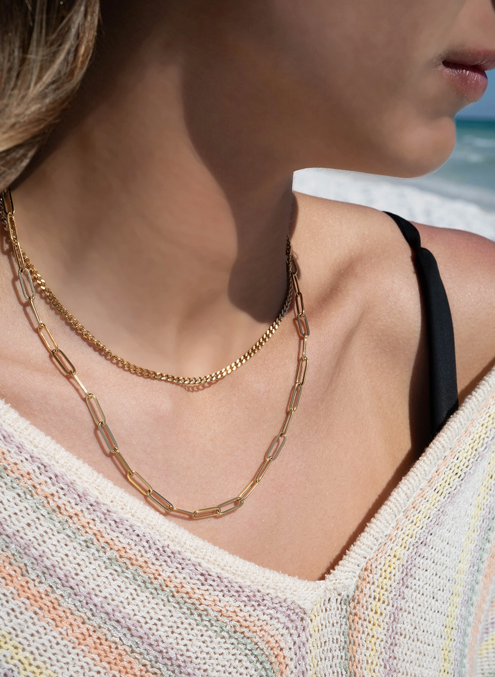 Layered Paperclip Gold Necklace – Daisy Village
