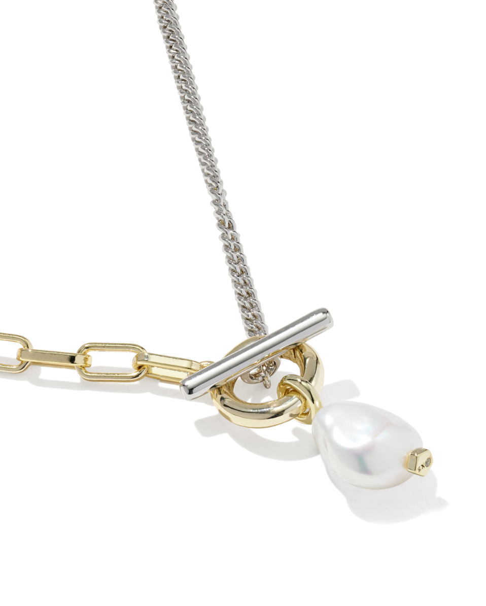 Leighton Convertible Mixed Metal Pearl Chain Necklace – Daisy Village