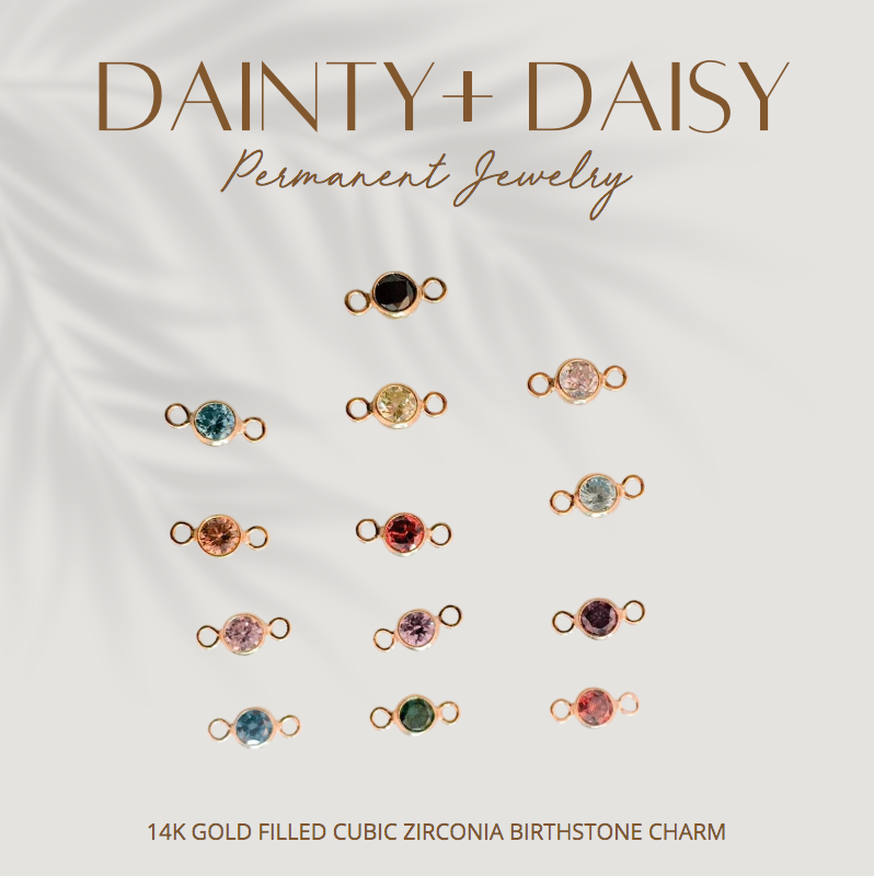 14K GOLD FILLED CUBIC ZIRCONIA BIRTHSTONE CHARM – Daisy Village