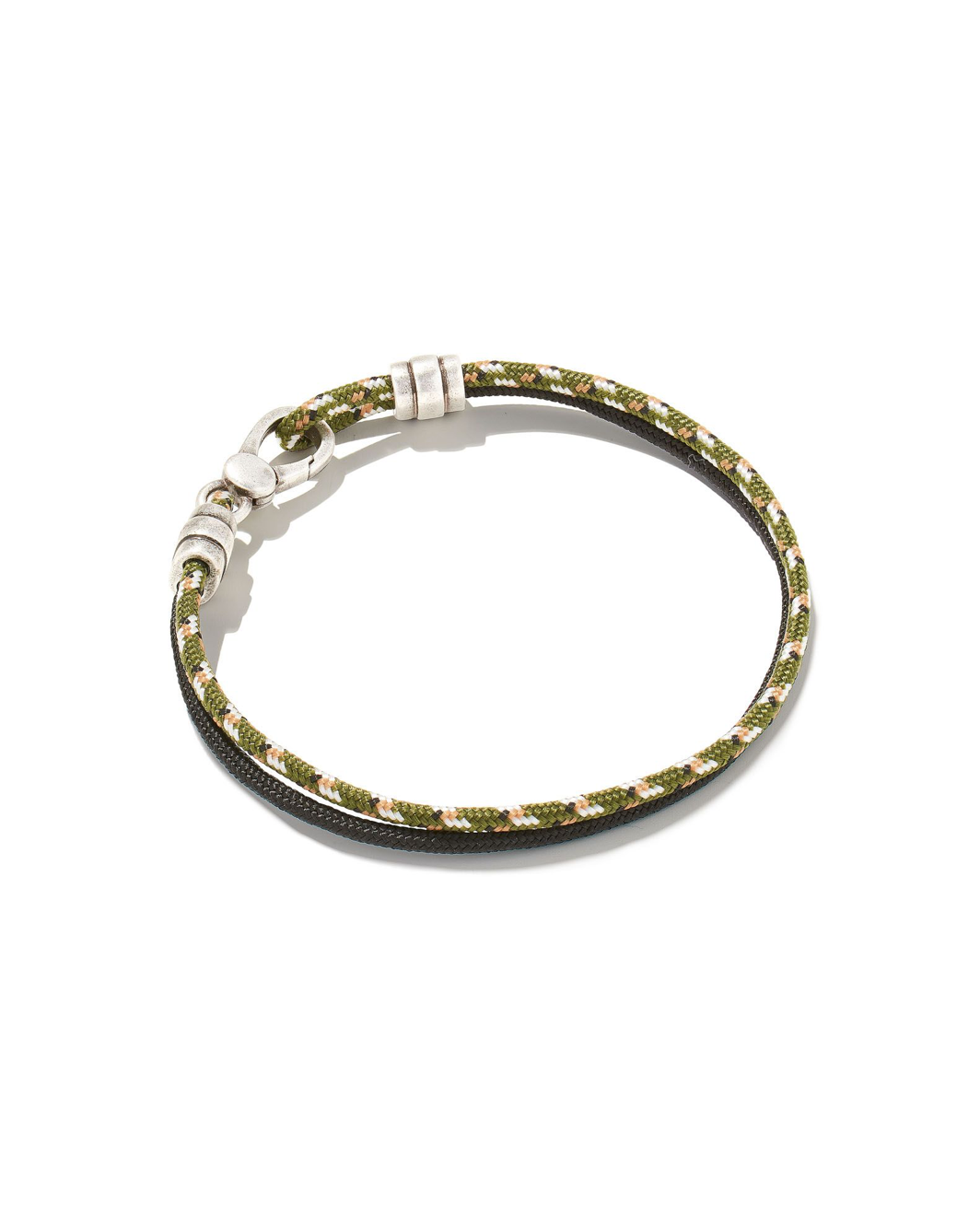 Kenneth Oxidized Sterling Silver Corded Bracelet in Olive Black