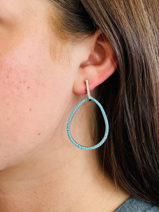 Crystal Teardrop Turquoise Crystal Earrings