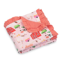Pink Pastures Muslin Ruffle Quilt