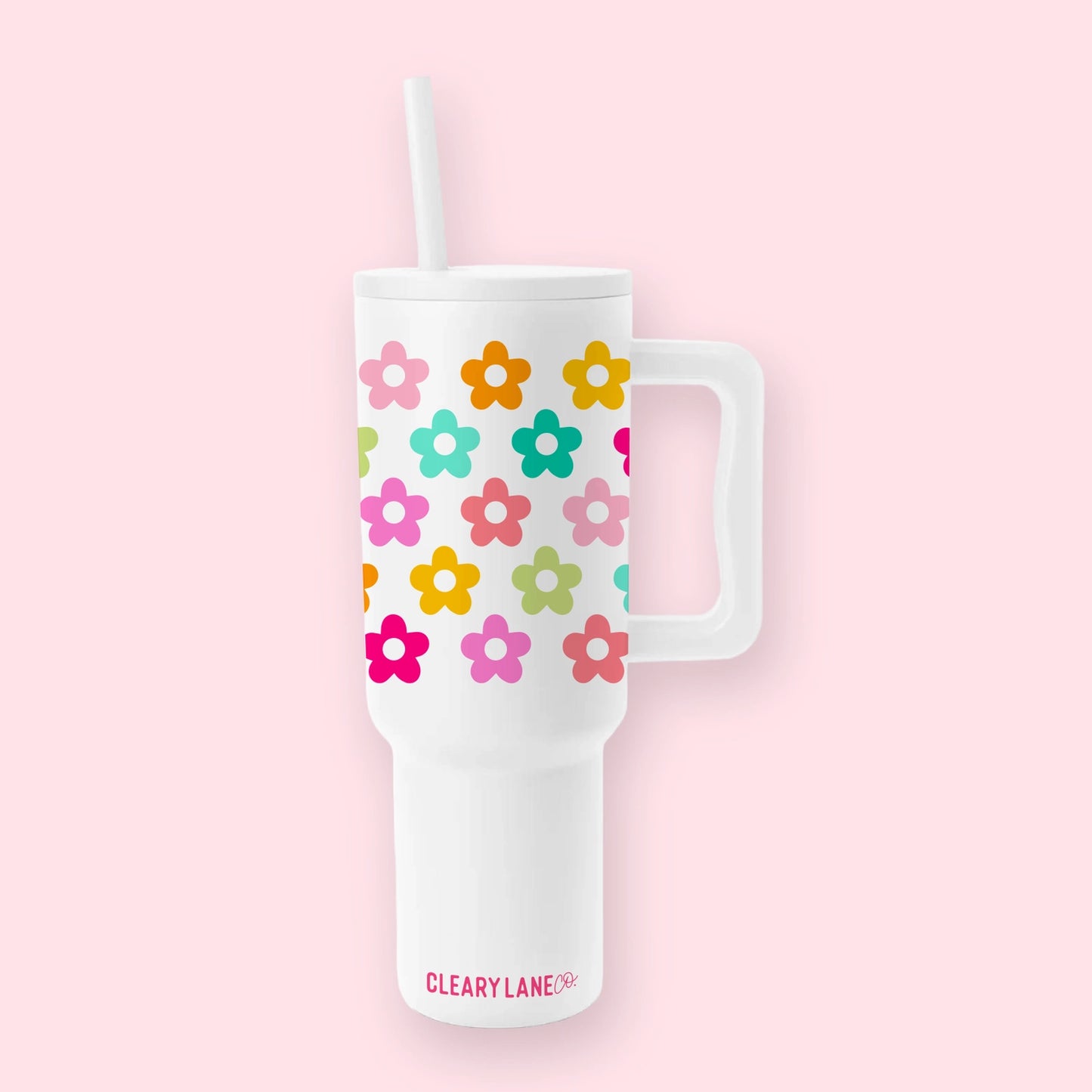 White Daisy 40 Oz. Modern Tumbler