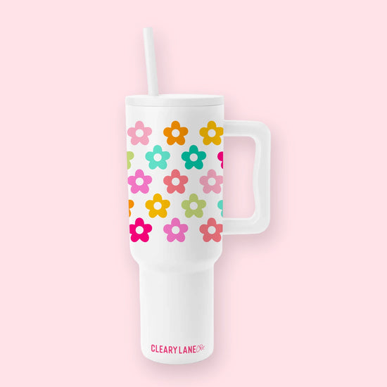 White Daisy 40 Oz. Modern Tumbler