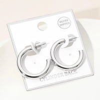Silver Dipped Medium Open Hoop Earrings