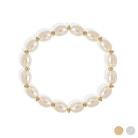 Classic Kiska Glass Pearl 18K Gold Stretch Bracelet