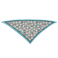 Blue Floral Printed Satin Trianlge Scarf