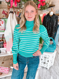 Classic in Teal Stripe Sweater
