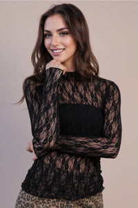 Tasha Black Lace Mesh Top