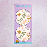 Pastel Bows Car Coaster Set