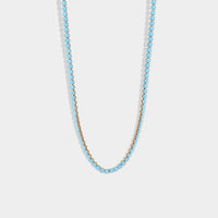 Turquoise Rhinestone 18k Gold Tennis Necklace