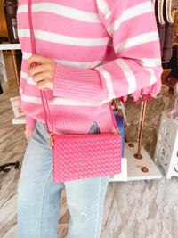 Kathy Woven Three Compartment Clutch/Crossbody Bag