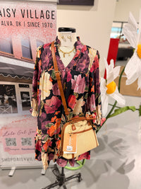 Fall into Floral Black Smocked Dress