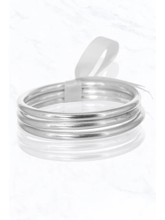 Waterproof Worn Metal Jell Bangle Bracelet Set