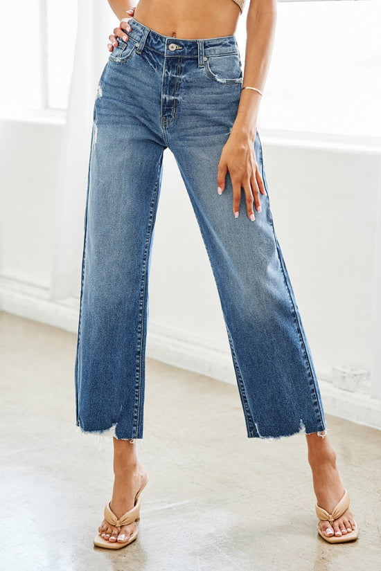 Load image into Gallery viewer, Palisade High Rise Distressed Wide Leg Denim
