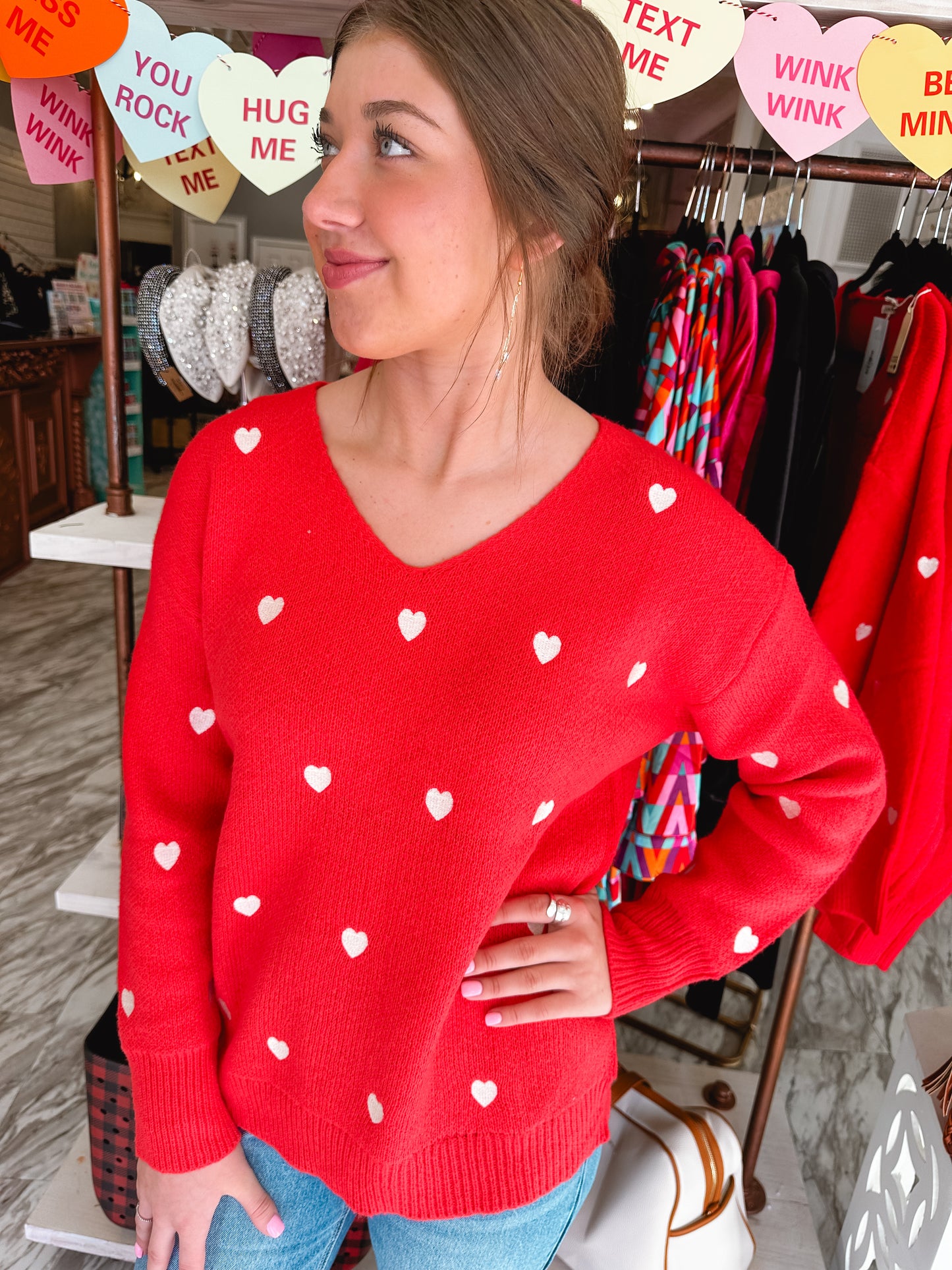 Load image into Gallery viewer, Heartbreaker Red Heart Detail Sweater

