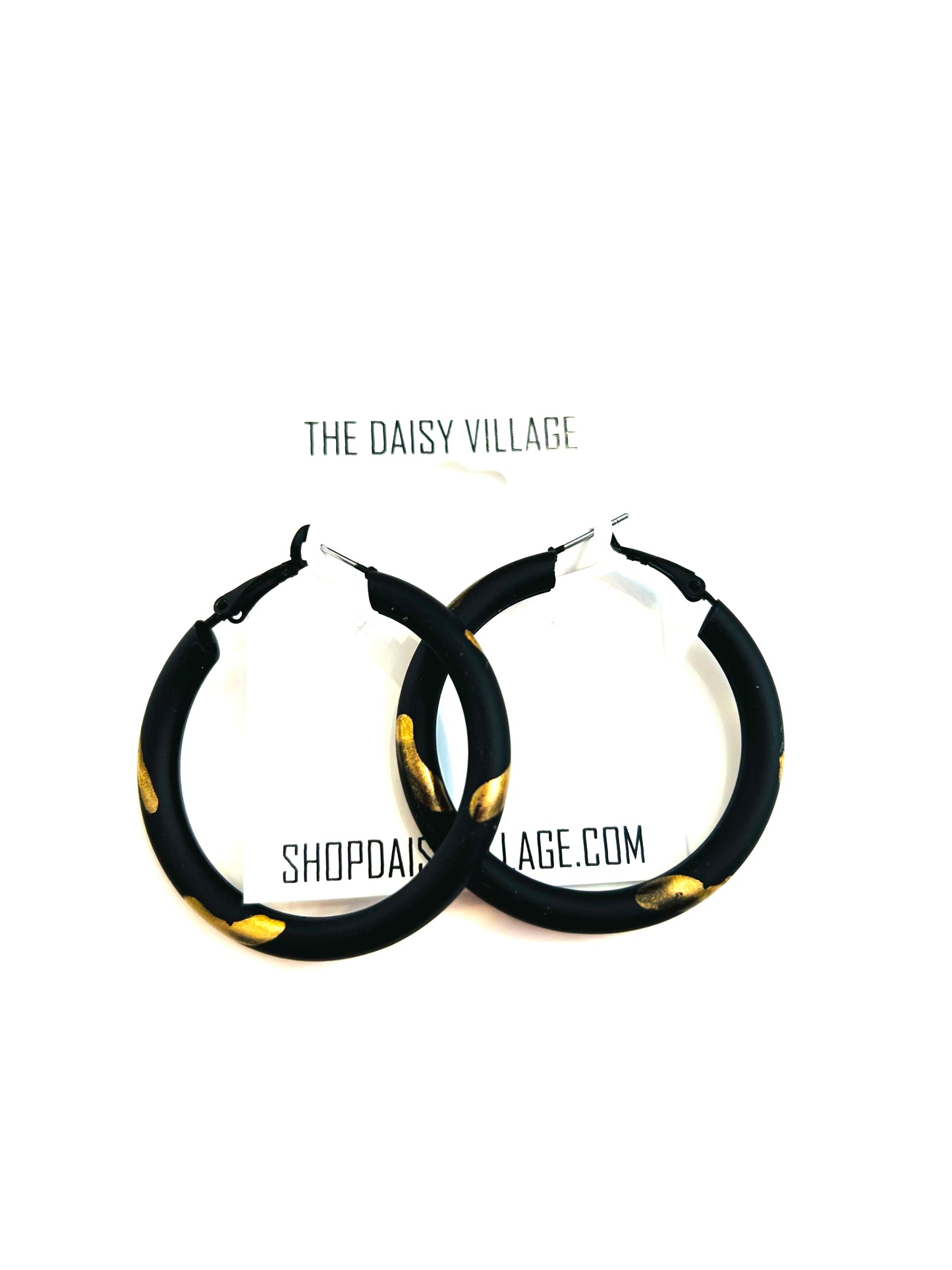 Black & Gold Matte Hoop Earrings