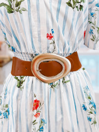 Abstract Statement Gold & Rhinestone Oval Stretch Belt