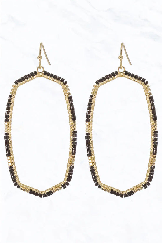 Hexagon Shape Wire with Seed Bead Earrings