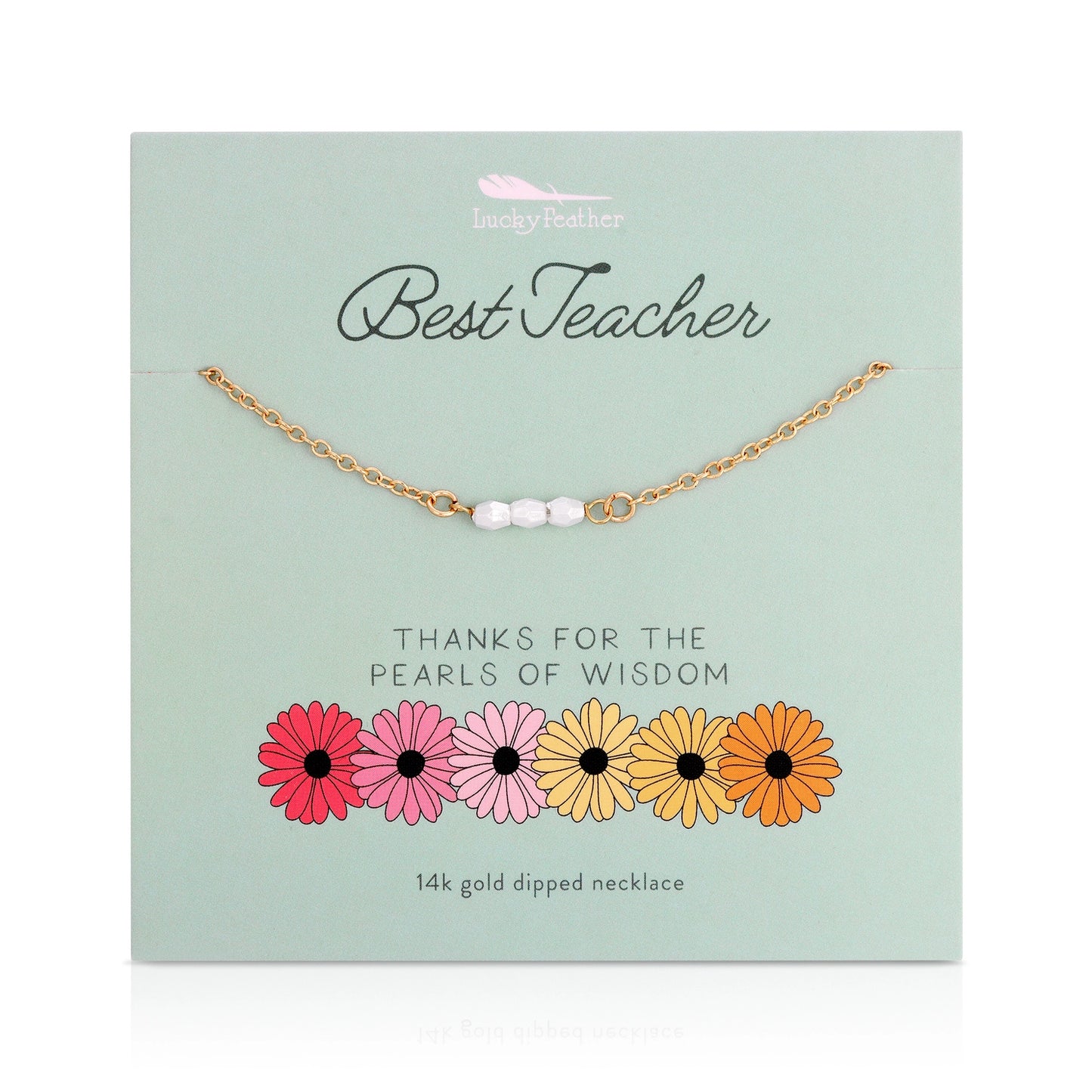 Best Teacher Pearl Necklace Card Gift Set