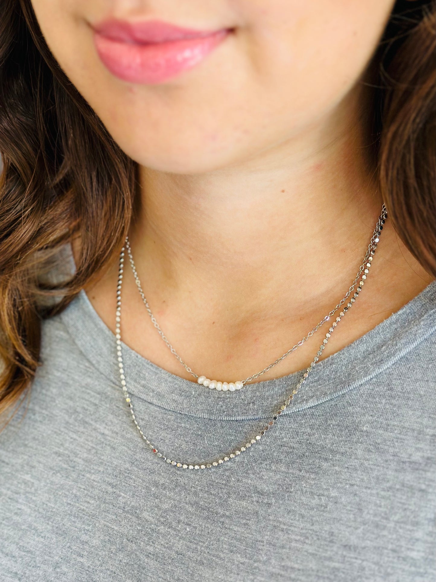 Dainty Pearl Strand Layer Necklace