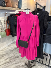 Charming in Pink Tiered Bow Reversible Dress