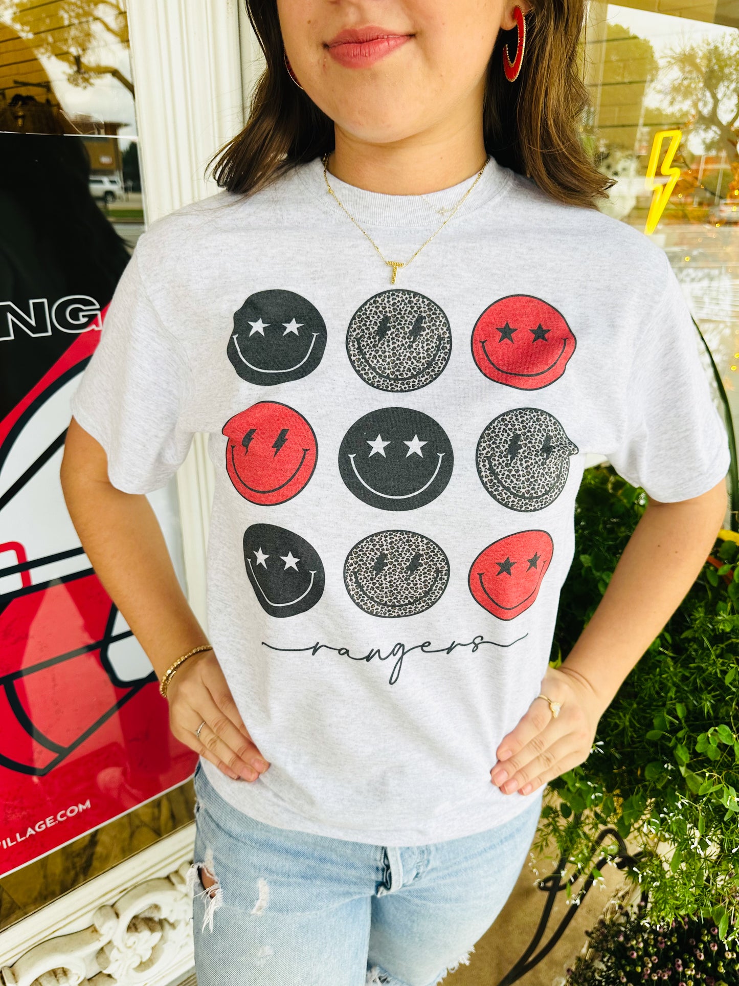 Load image into Gallery viewer, Rangers Leopard Smiley Face Tee
