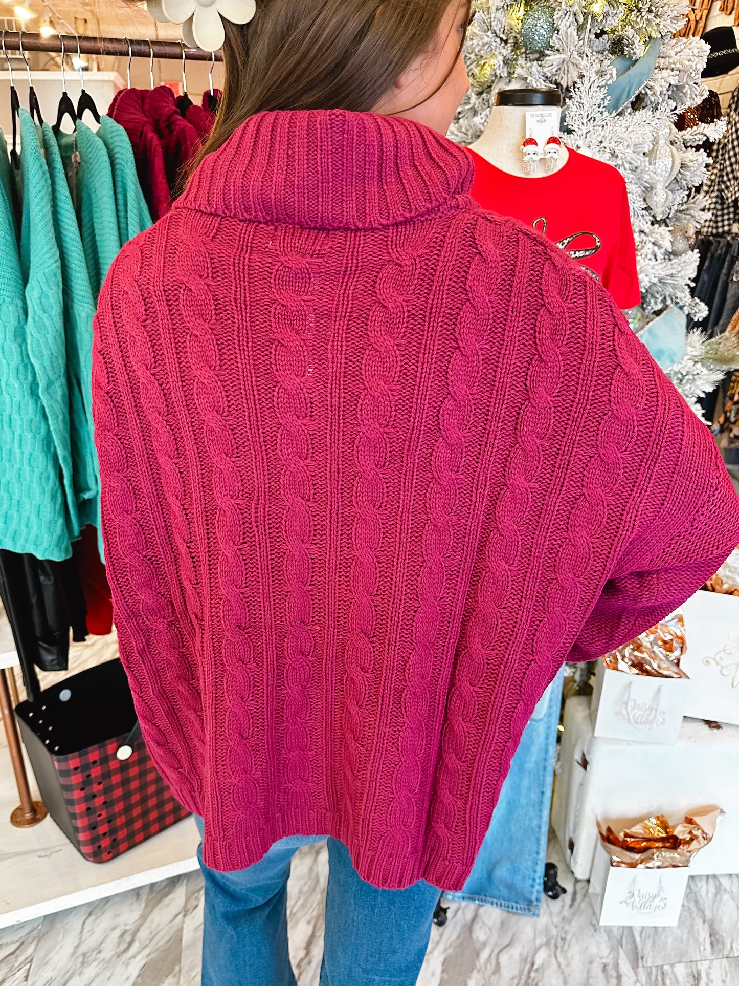 Catalina Cable Knit Magenta Sweater