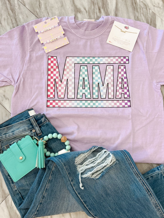 Mama Electric Checkered Comfort Color Tee