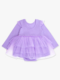 Wisteria Purple Flutter Tulle Long Sleeve Twirl Romper