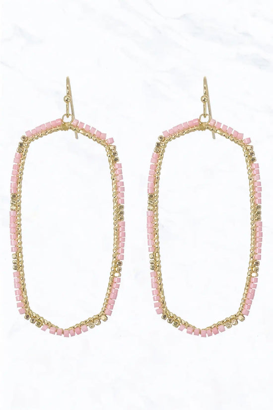 Hexagon Shape Wire with Seed Bead Earrings