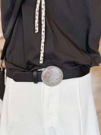 Silver Embossed Concho Elastic Belt